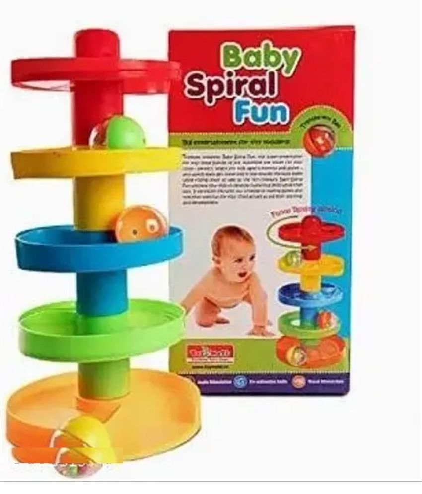     			Stysol Toys 5 layer ball drop and roll swirling tower for baby and toddler development educational toys | stack, drop and go ball ramp toy set includes 3 spinning acrylic activity balls