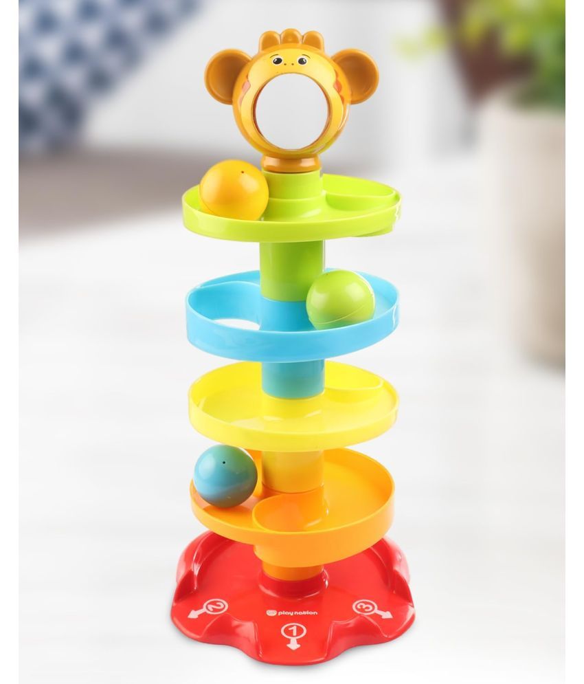     			Stysol Toys Colorful 5 Layer Plastic Stack, Drop and Go Ball Drop and Roll Swirling Tower Ramp Development Educational Toys for Baby and Toddler- (Multi-Color)