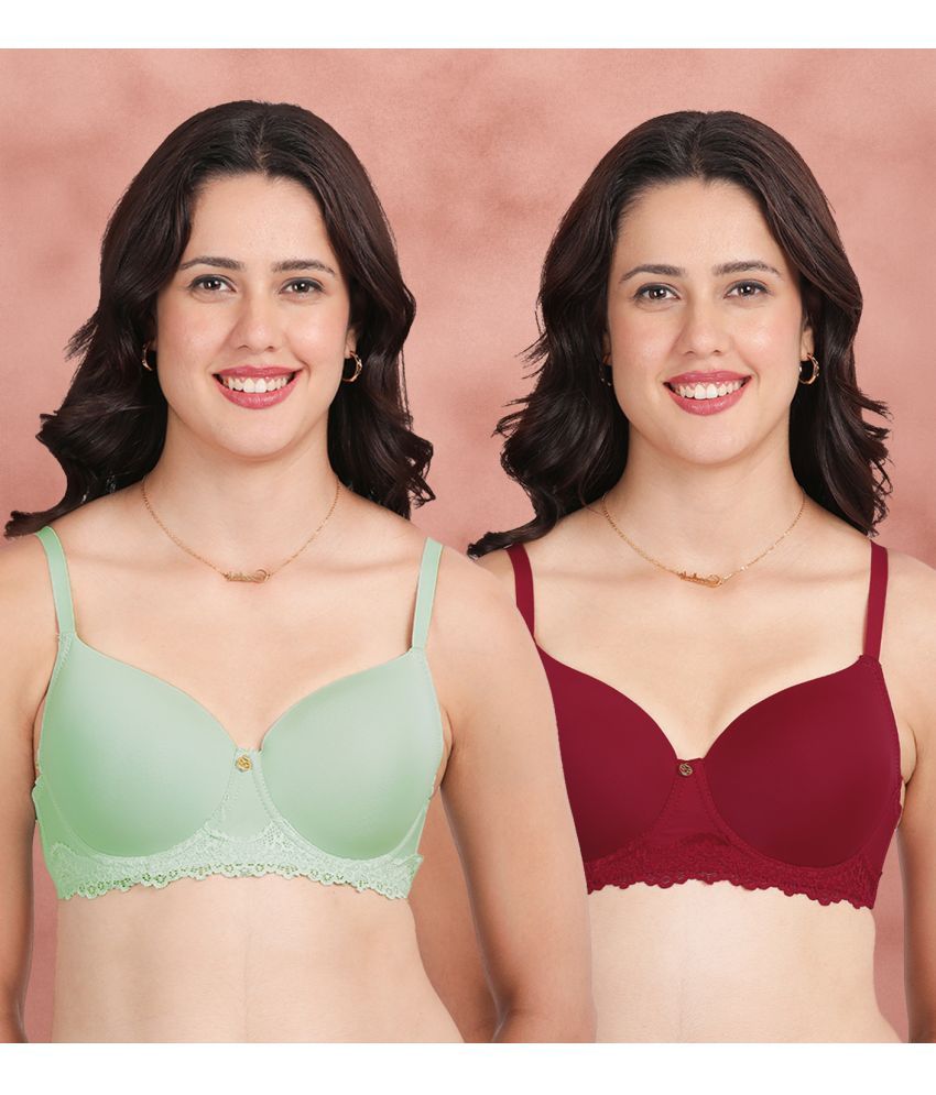     			Susie Pack of 2 Nylon Lightly Padded Everyday Bra For Women ( Green )