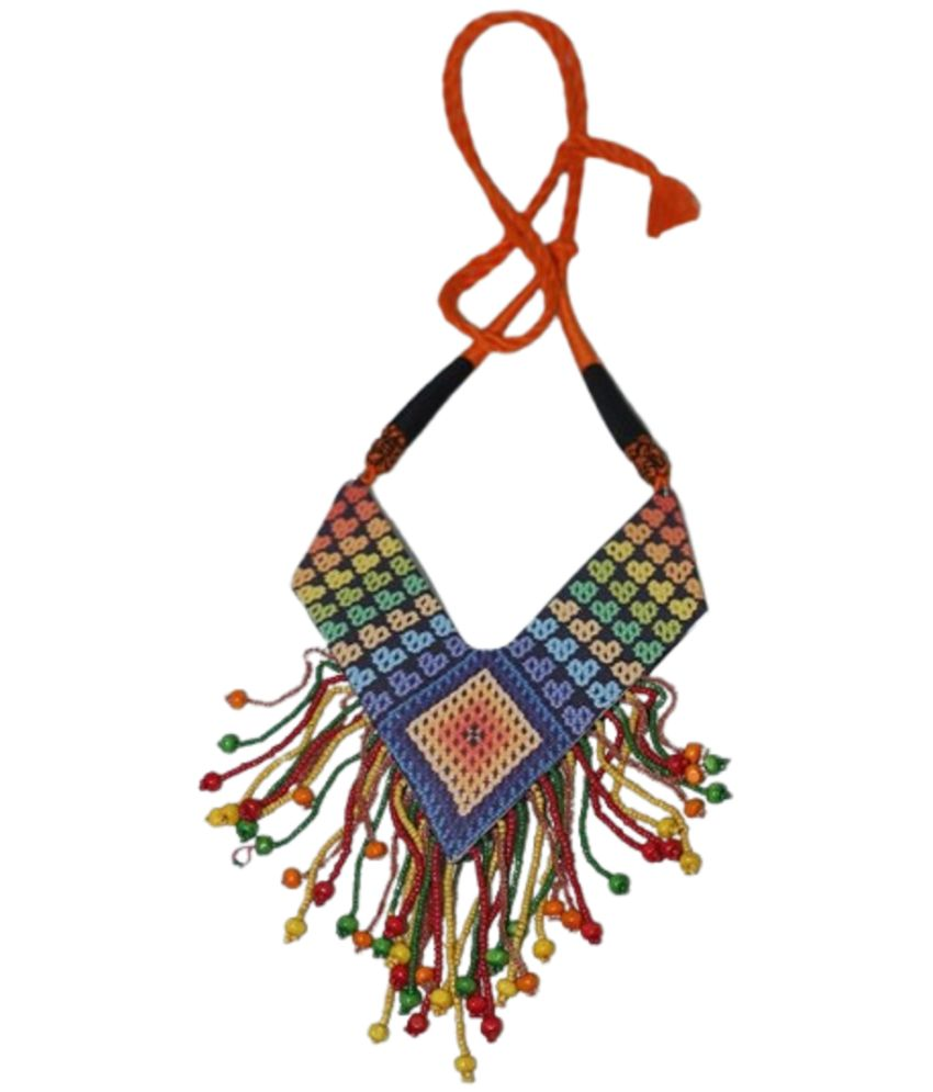     			Tribal Jewellery Multi Color Silk Thread Necklace ( Pack of 1 )