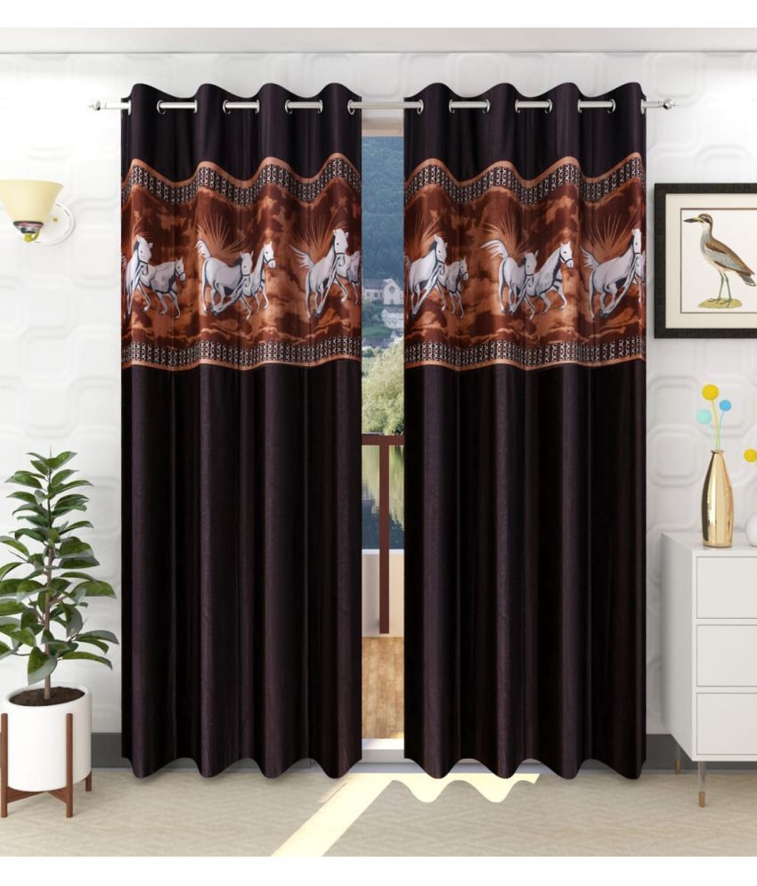     			WI Animal Room Darkening Eyelet Curtain 5 ft ( Pack of 2 ) - Brown