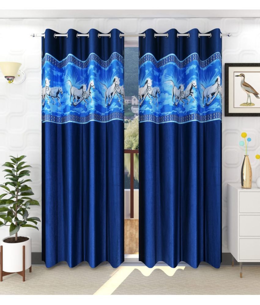     			WI Animal Room Darkening Eyelet Curtain 9 ft ( Pack of 2 ) - Blue