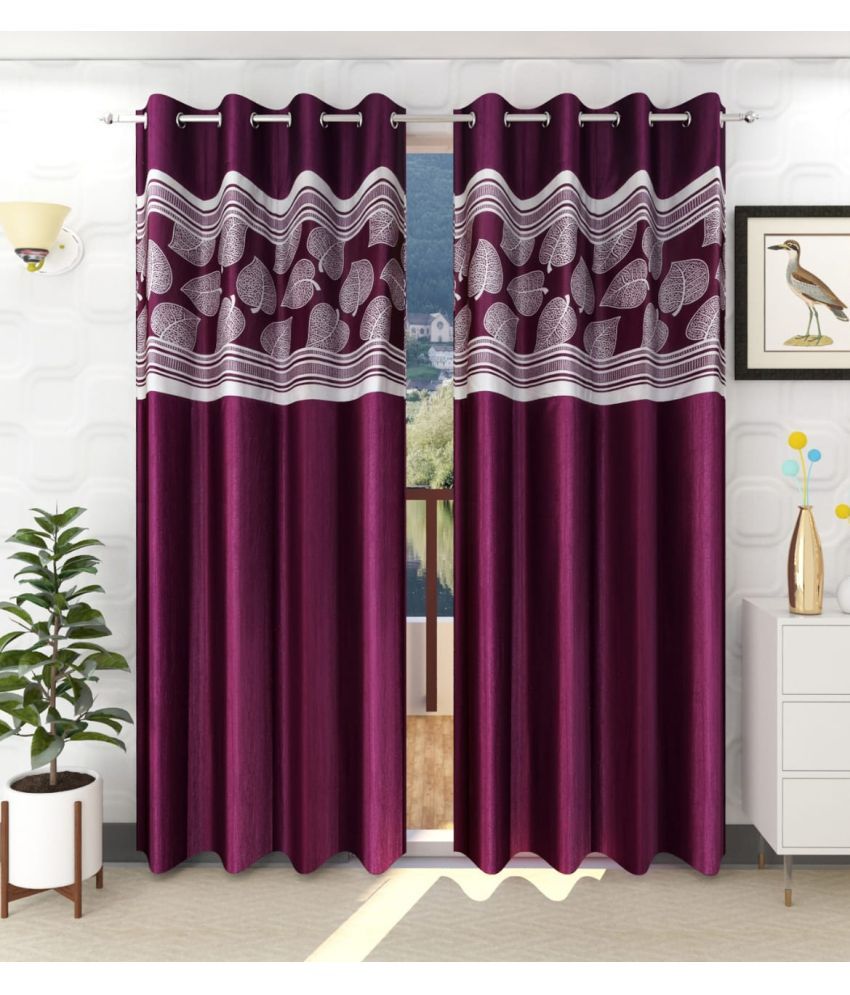     			WI Solid Room Darkening Eyelet Curtain 9 ft ( Pack of 2 ) - Wine