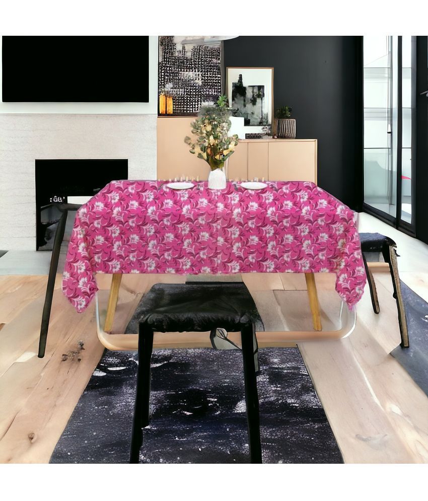     			mopak decor Printed Polyester 2 Seater Rectangle Table Cover ( 198 x 137 ) cm Pack of 1 Pink