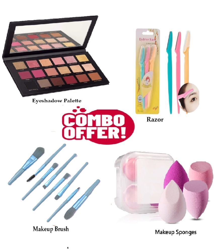     			Colorstock Makeup Kit ( 91 Makeup Combo of 4(Eyeshadow,8 Blue Makeup Brush,Tinkle Razor 3, 4spong Box) )