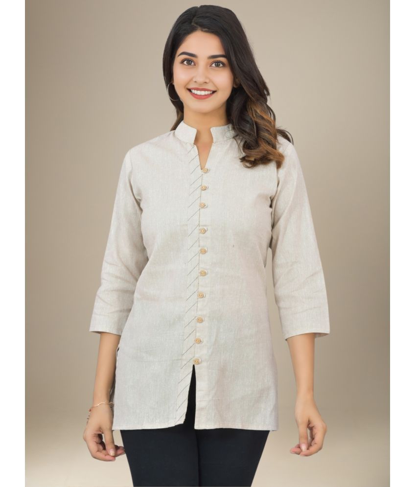     			Dgsm Craft Pack of 1 Cotton Solid Straight Women's Kurti - ( Cream )