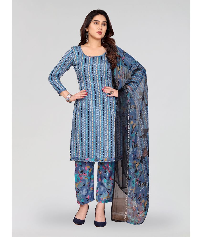     			Kashvi Unstitched Crepe Printed Dress Material - Blue ( Pack of 1 )