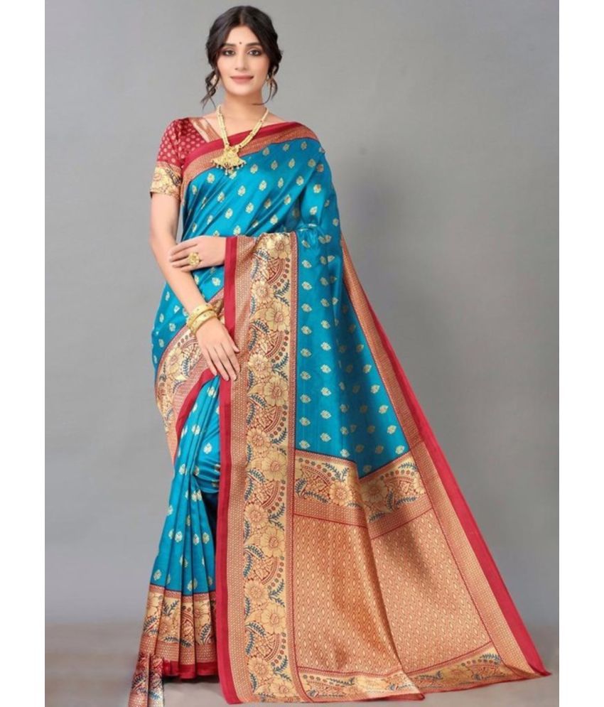     			Nandini Creation Silk Blend Printed Saree With Blouse Piece ( Multicolor , Pack of 1 )