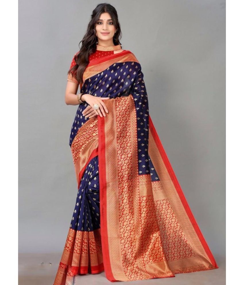     			Nandini Creation Silk Blend Printed Saree With Blouse Piece ( Multicolor , Pack of 1 )