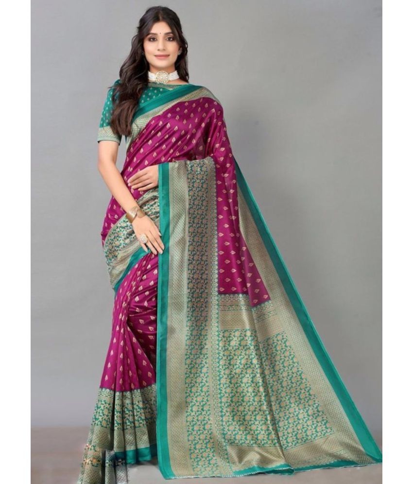     			Nandini Creation Silk Blend Printed Saree With Blouse Piece ( Multicolor , Pack of 1 )