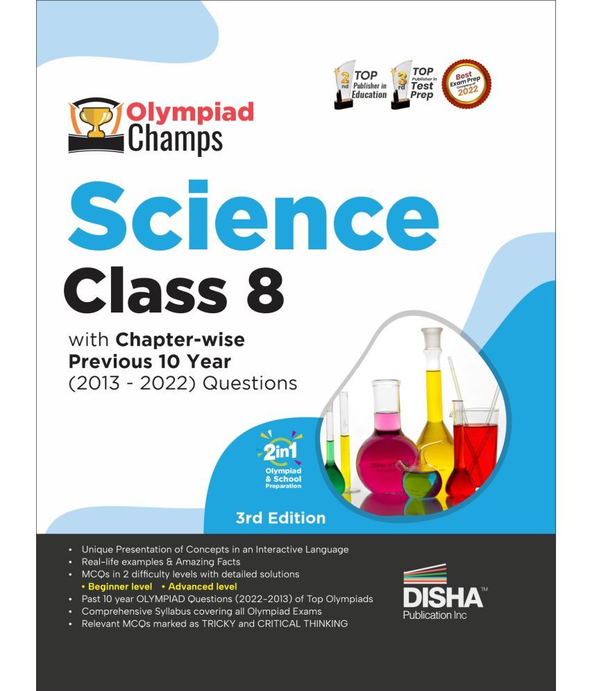     			Olympiad Champs Science Class 8 with Chapter-wise Previous 10 Year (2013 - 2022) Questions 5th Edition | Complete Prep Guide with Theory, PYQs, Past & Practice Exercise |