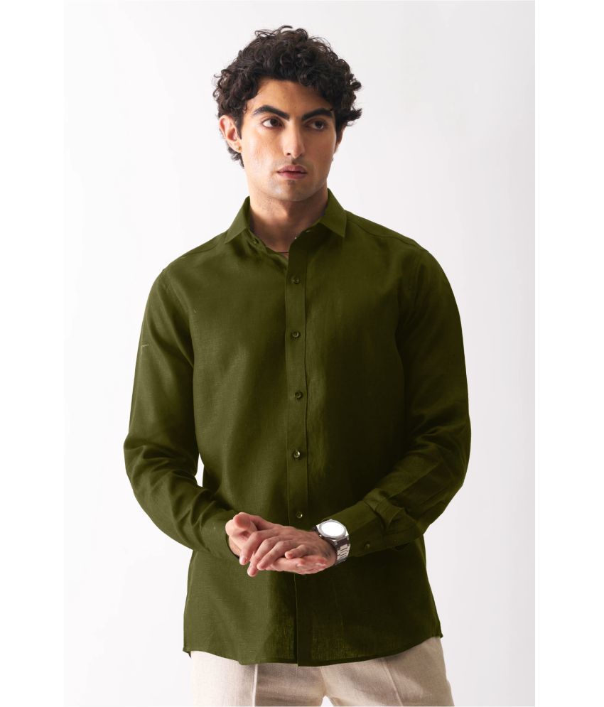     			VERTUSY Linen Regular Fit Solids Full Sleeves Men's Casual Shirt - Olive ( Pack of 1 )