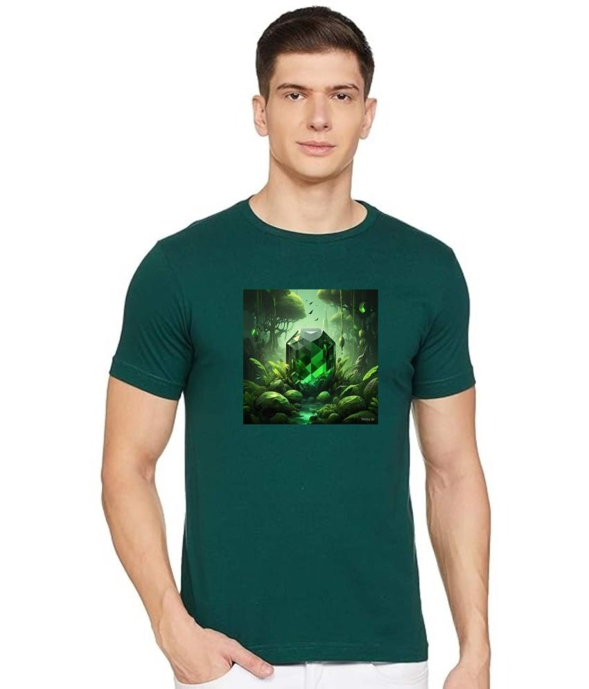     			Zyra Fashion Cotton Blend Regular Fit Printed Half Sleeves Men's Round T-Shirt - Green ( Pack of 1 )