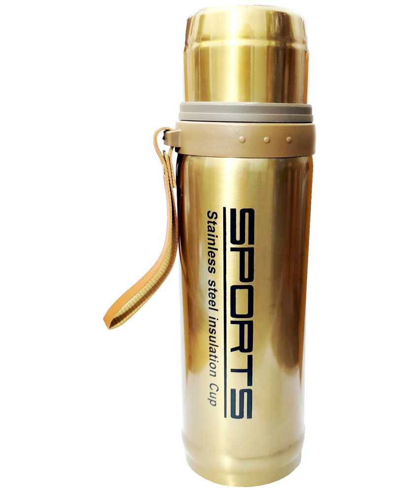     			viDixn Premium Stainless Steel Sport Hot & Cold Water Bottle (750 ML) for School, Office, Home, Gym (800 ML) Water Bottle for Men Leakproof, Rust Free Steel Bottle (Pack of 1) Gold