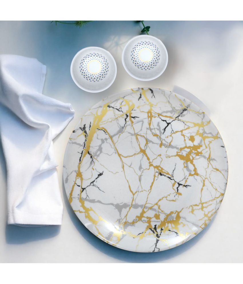     			ARIYA 3 Pcs Melamine White Full Plate