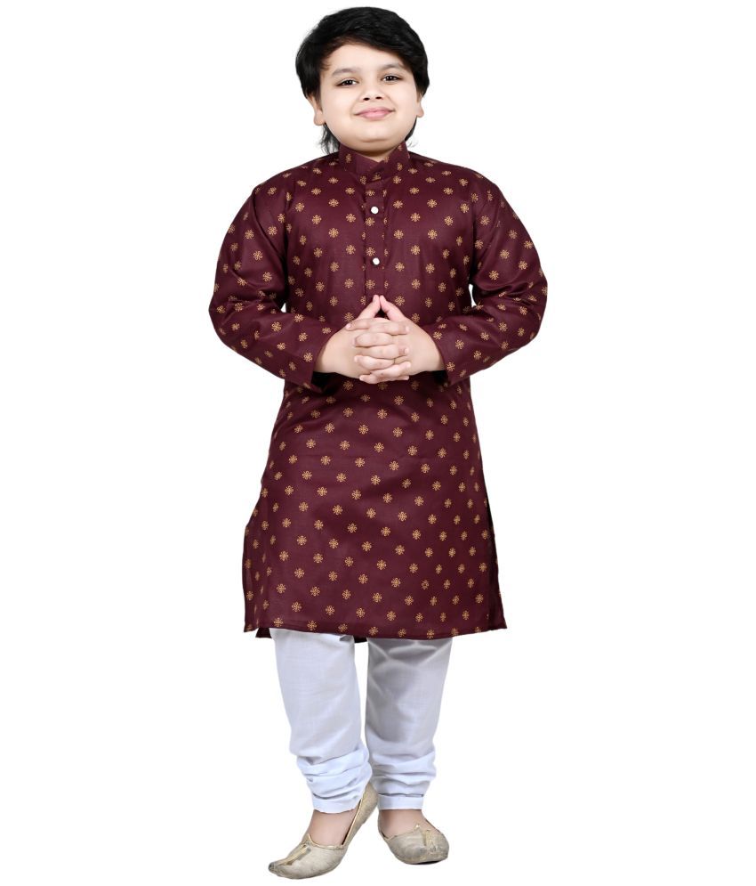     			Arshia Fashions Boys Cotton Blend Ethnic - Pattern Kurta Pyjama Set ( Maroon , Pack of 1 )