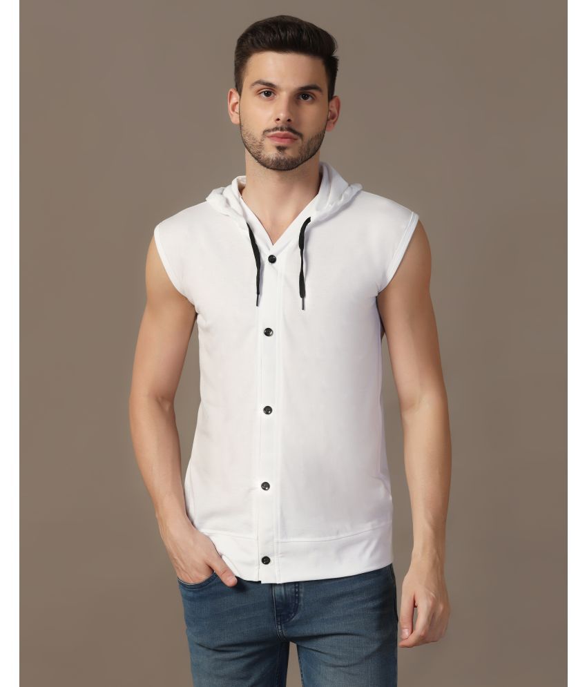     			Beyou Fashion Cotton Blend Regular Fit Solids Sleeveless Men's Casual Shirt - White ( Pack of 1 )