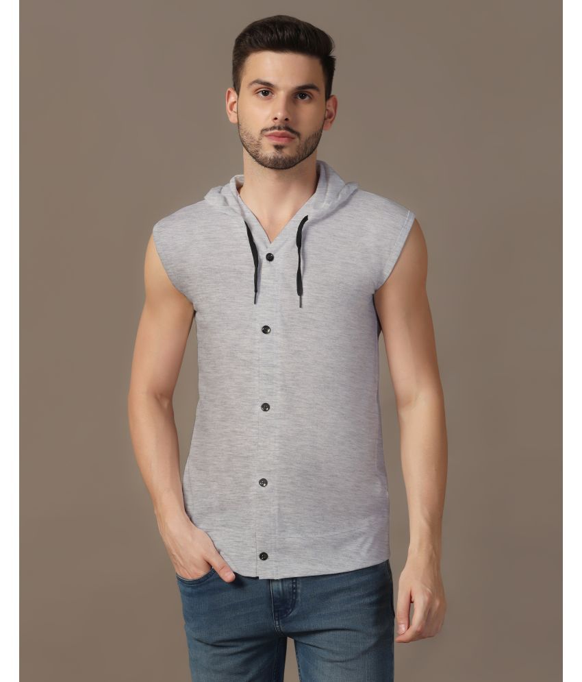     			Beyou Fashion Cotton Blend Regular Fit Solids Sleeveless Men's Casual Shirt - Silver ( Pack of 1 )