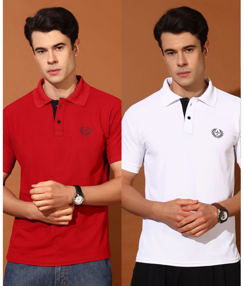     			Christy World Pack of 2 Polyester Regular Fit Solid Half Sleeves Men's Polo T Shirt ( Multicolor )