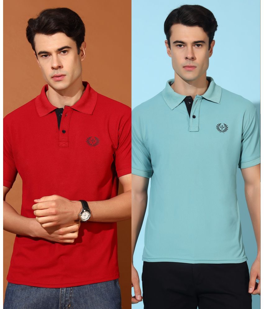     			Christy World Pack of 2 Polyester Regular Fit Solid Half Sleeves Men's Polo T Shirt ( Multicolor )