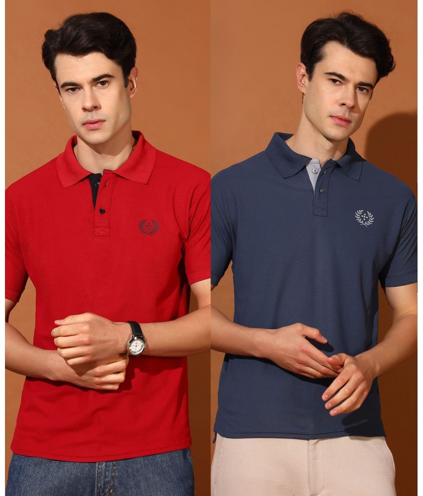     			Christy World Pack of 2 Polyester Regular Fit Solid Half Sleeves Men's Polo T Shirt ( Multicolor )