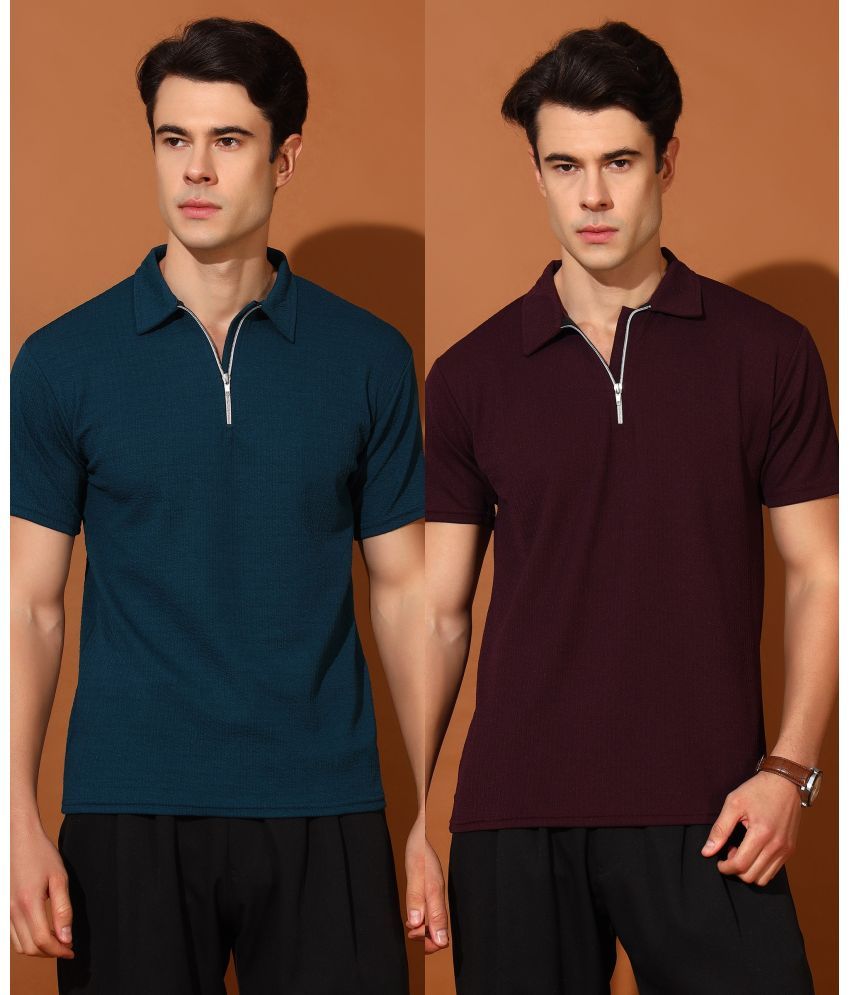     			Christy World Pack of 2 Polyester Regular Fit Solid Half Sleeves Men's Polo T Shirt ( Multicolor )