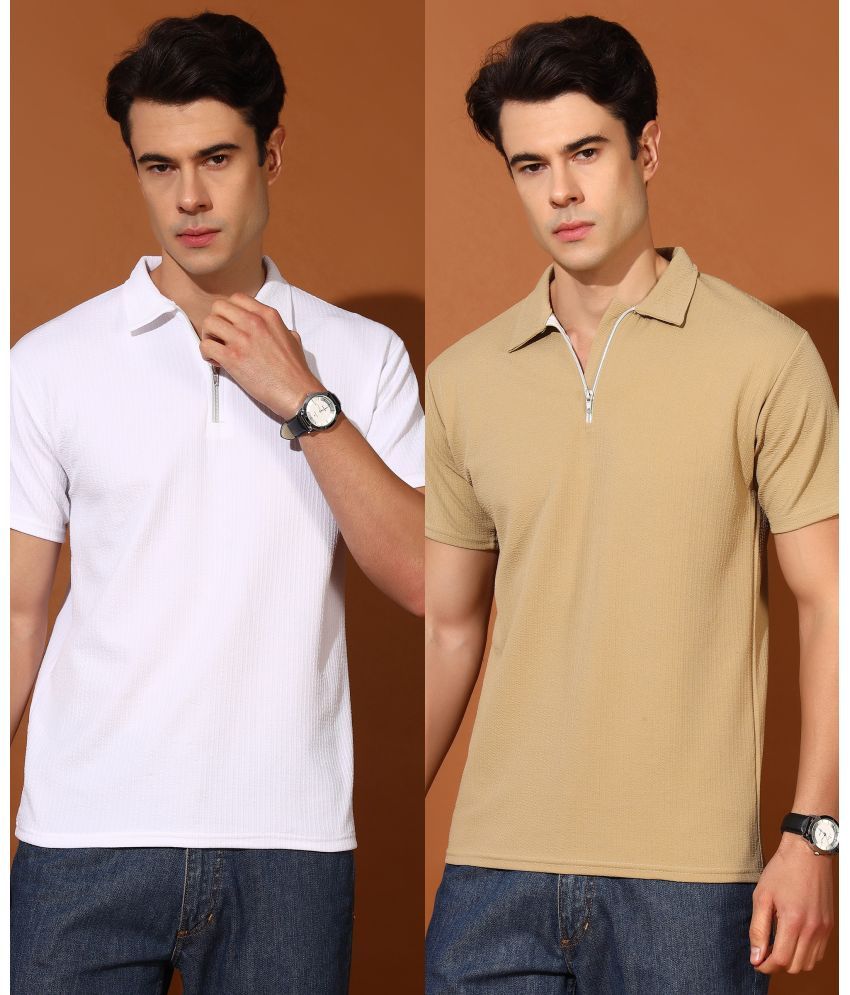     			Christy World Pack of 2 Polyester Regular Fit Solid Half Sleeves Men's Polo T Shirt ( Multicolor )