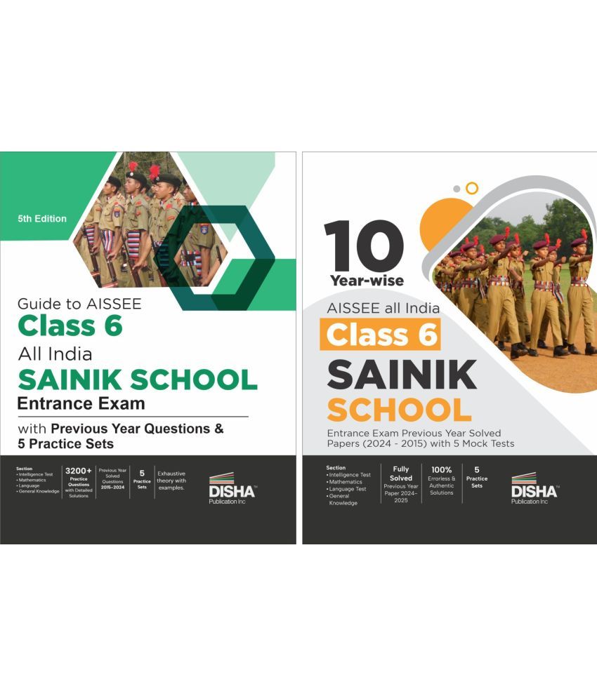     			Combo (set of 2 Books) Study Package for AISSEE Class 6 All India SAINIK School Entrance Exam - Guide + Previous Year Solved Papers + Practice Sets -