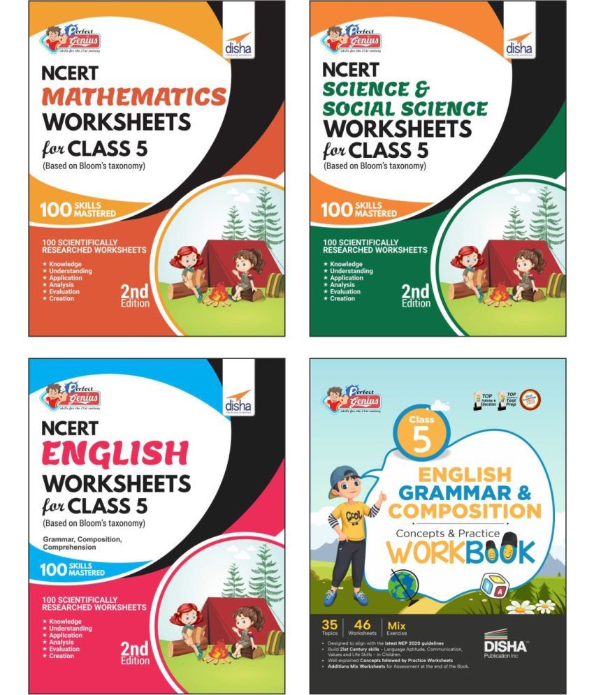     			Combo (set of 4 Books) Perfect Genius Class 5 NCERT Science, Social Studies, Mathematics, English Grammar & Comprehension Worksheets | Follows NEP 202