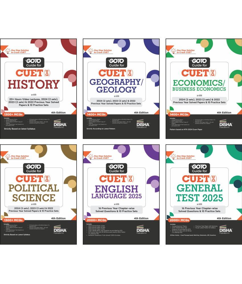     			Combo (set of 6 Books) Go To Guides for CUET (UG) Humanities Stream - History, Political Science, Geography, Economics, English & General Tests 3rd Ed