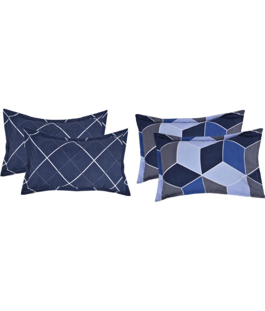     			Divvay Homes - Pack of 4 Microfiber Abstract Regular Pillow Cover ( 15.24 cm(6) x 25.4 cm(10) ) - Blue