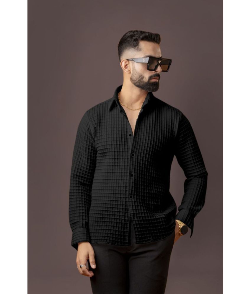     			KITWELL Cotton Blend Regular Fit Checks Full Sleeves Men's Casual Shirt - Black ( Pack of 1 )