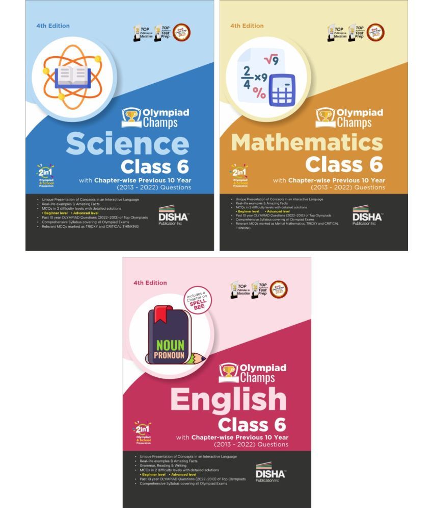     			Olympiad Champs Science, Mathematics, English Class 6 with Past Questions 4th Edition (set of 3 books)