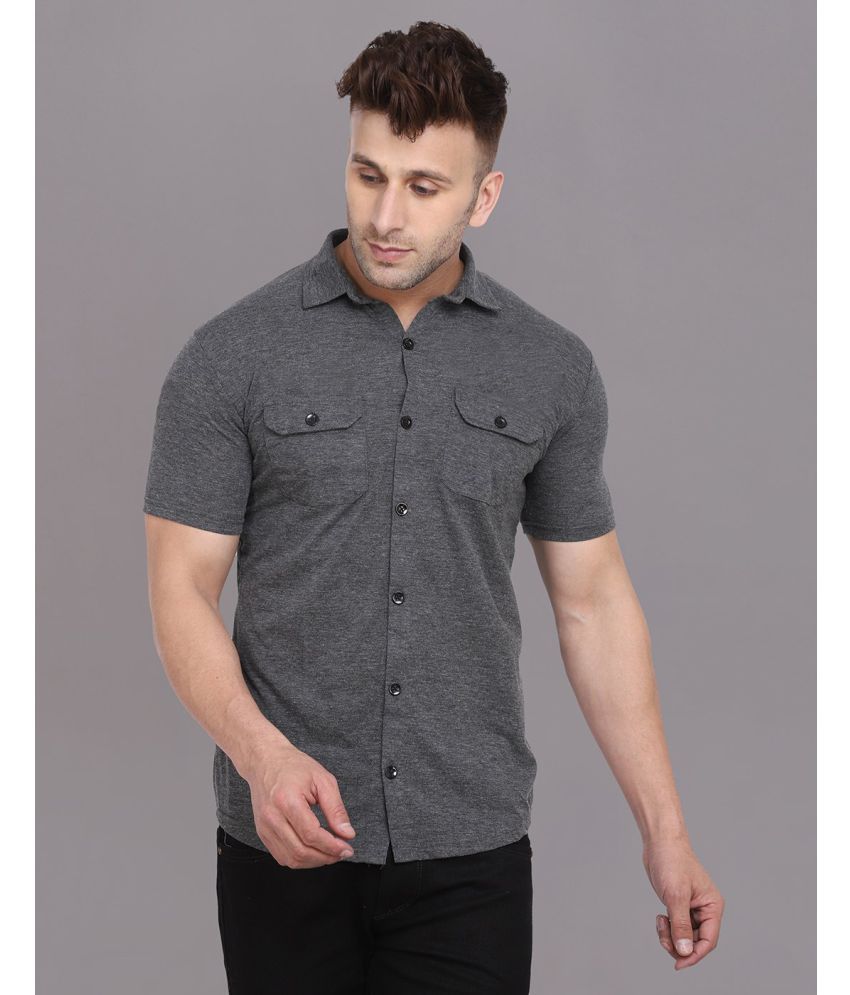     			Tfurnish Cotton Blend Regular Fit Solids Half Sleeves Men's Casual Shirt - Grey ( Pack of 1 )