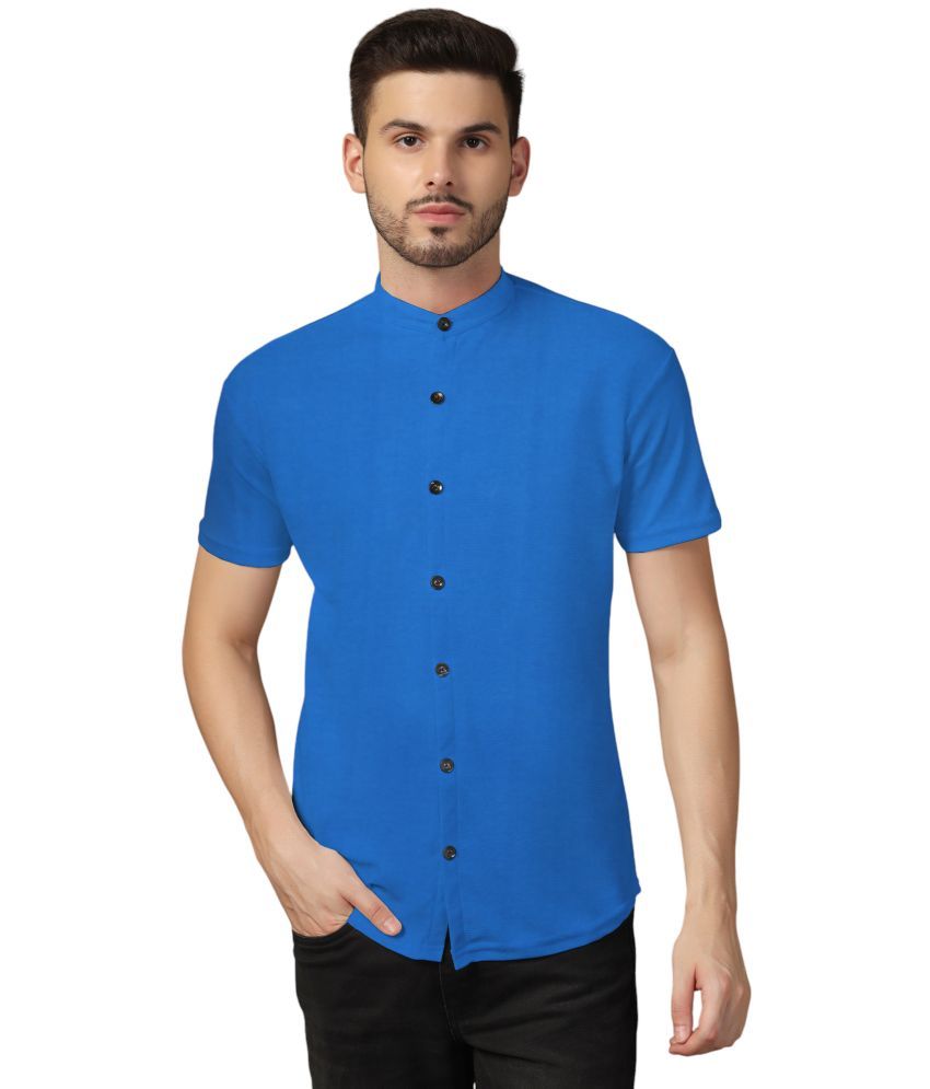     			Tfurnish Cotton Blend Regular Fit Solids Half Sleeves Men's Casual Shirt - Blue ( Pack of 1 )