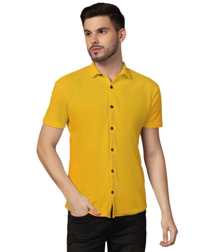     			Tfurnish Cotton Blend Regular Fit Solids Half Sleeves Men's Casual Shirt - Yellow ( Pack of 1 )