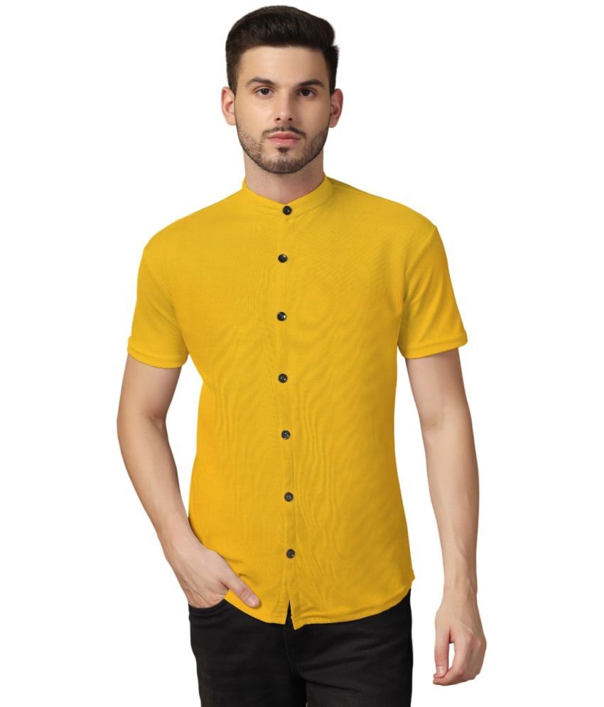     			Tfurnish Cotton Blend Regular Fit Solids Half Sleeves Men's Casual Shirt - Yellow ( Pack of 1 )