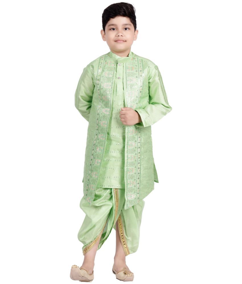     			s muktar garments Baby Boys Cotton Blend Sequined - Pattern Dhoti Kurta Set ( Green , Pack of 1 )