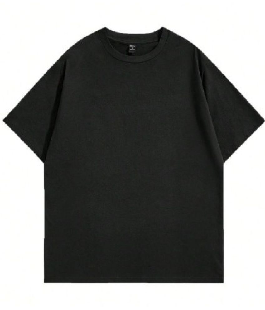     			AI CLUB Cotton Oversized Fit Solid Half Sleeves Men's Round T-Shirt - Black ( Pack of 1 )