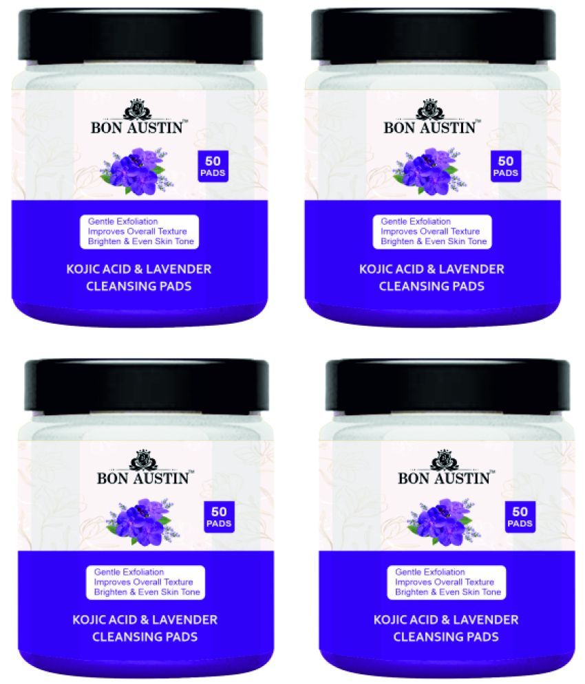     			Kojic Acid & Lavender Cleansing Pads to remove Makeup Face Wipes for Oil Control and Nourish Skin 50 Pcs Pack of 4