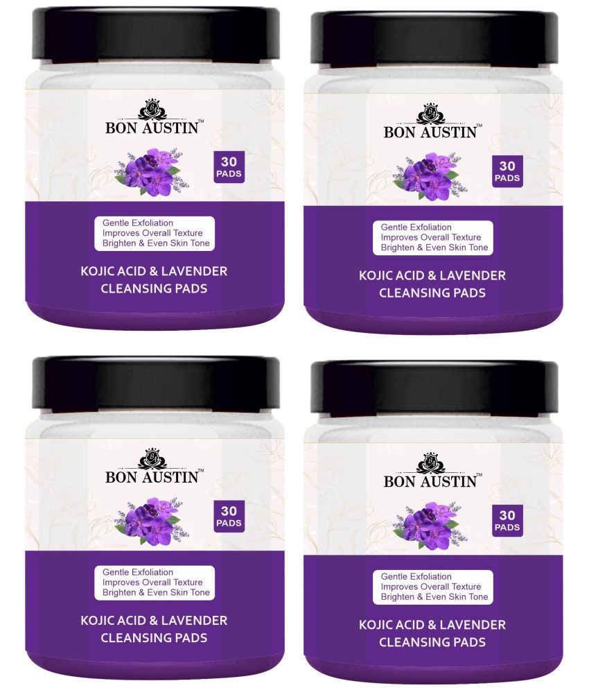     			Kojic Acid and Lavender Face Cleansing Pads Face Wipes for Dark Spots Suitable for Men & Women All Skin Types 30 pcs Pack of 4