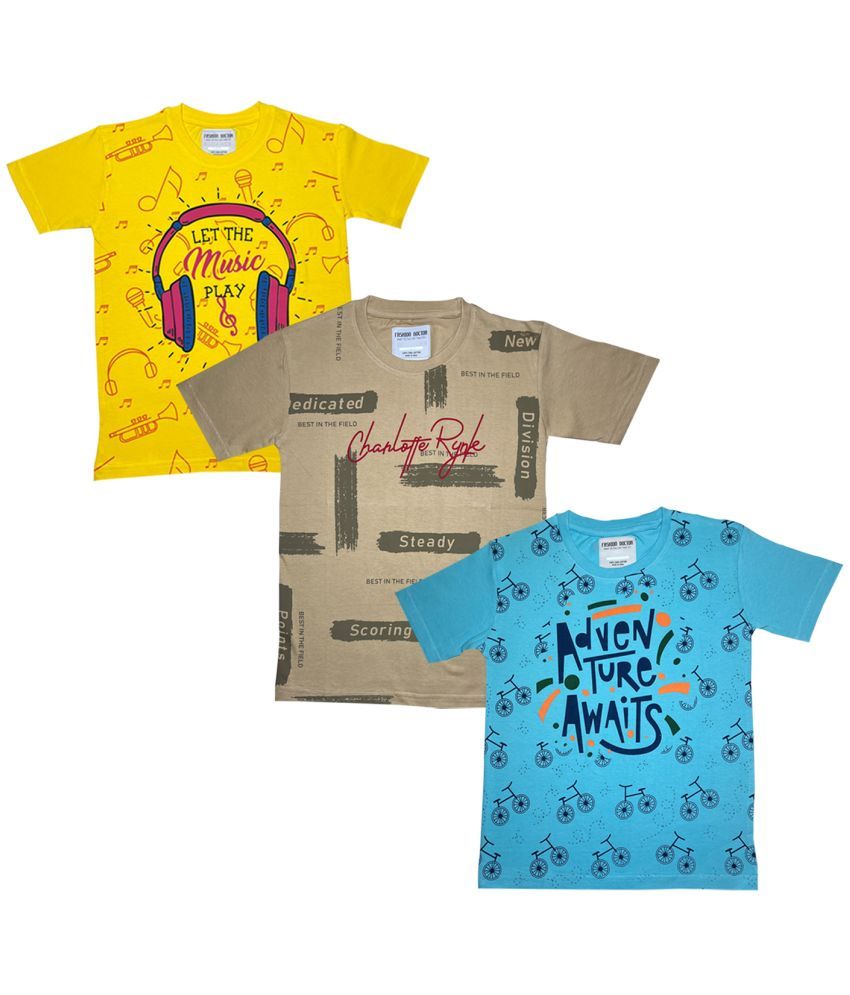     			MYLSA Pack of 3 Boys & Girls Cotton T-Shirt ( Multicolor 1 )