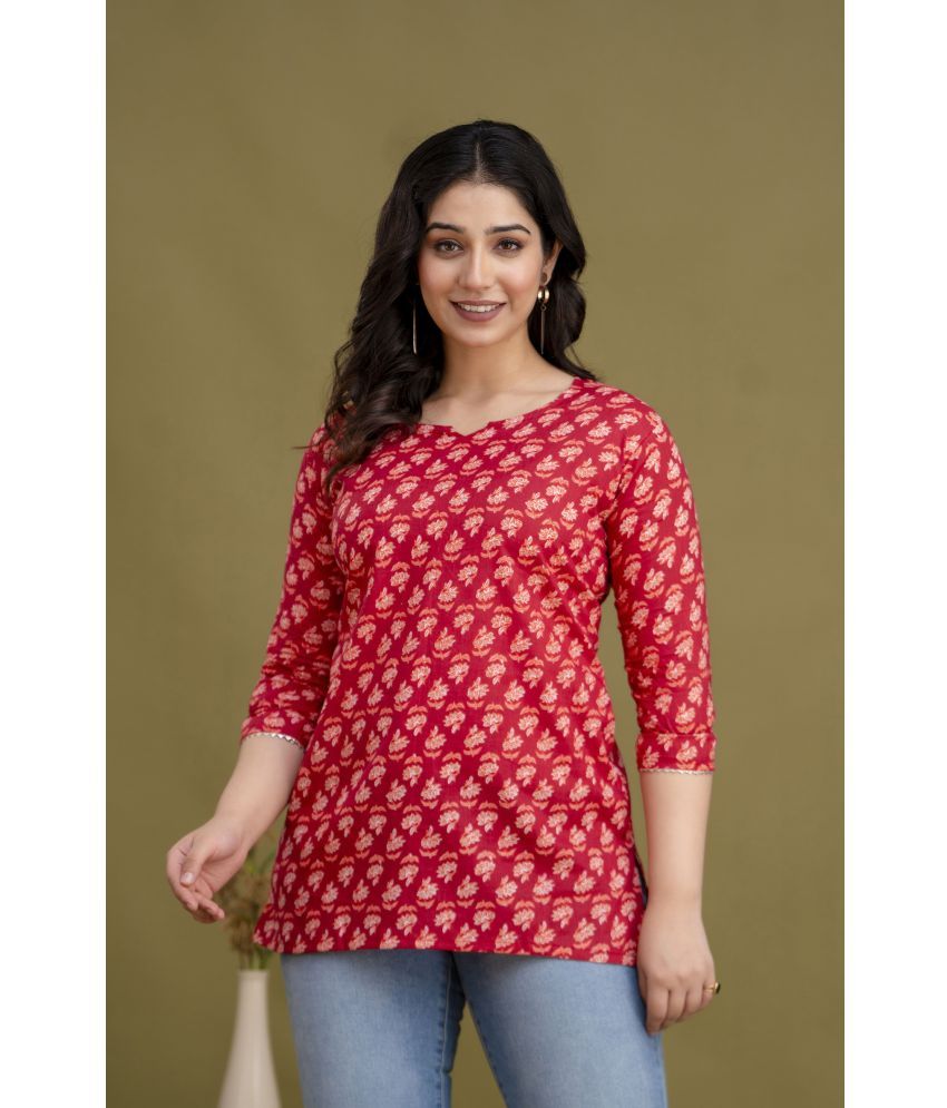     			Nitvan Red Cotton Women's Tunic ( Pack of 1 )