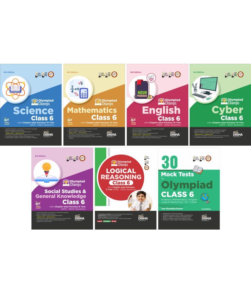     			Olympiad Champs Science, Mathematics, English, Cyber & GK Class 6 with 30 Mock Tests (set of 6 books) 3rd Edition