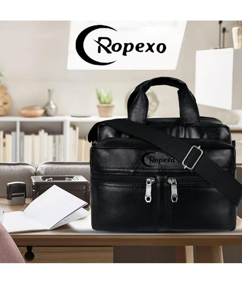     			Ropexo Black Solid Messenger Bag