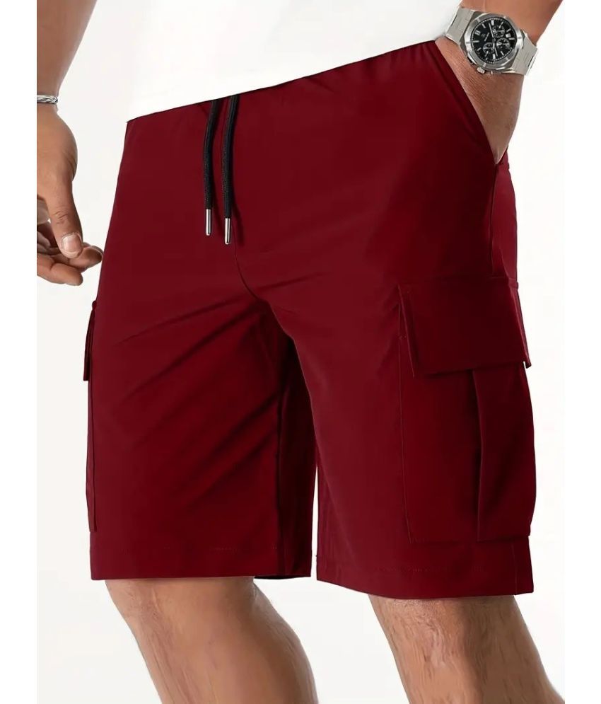     			THE PLANET COOL Maroon Polyester Lycra Men's Outdoor & Adventure Shorts ( Pack of 1 )