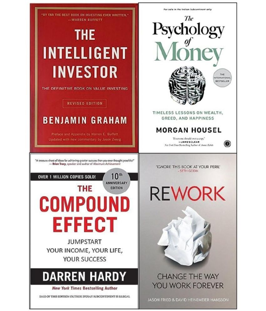     			The intelligent investor + Rework + The compund effect + The psychology of money ( best 4 books english paperback combo )