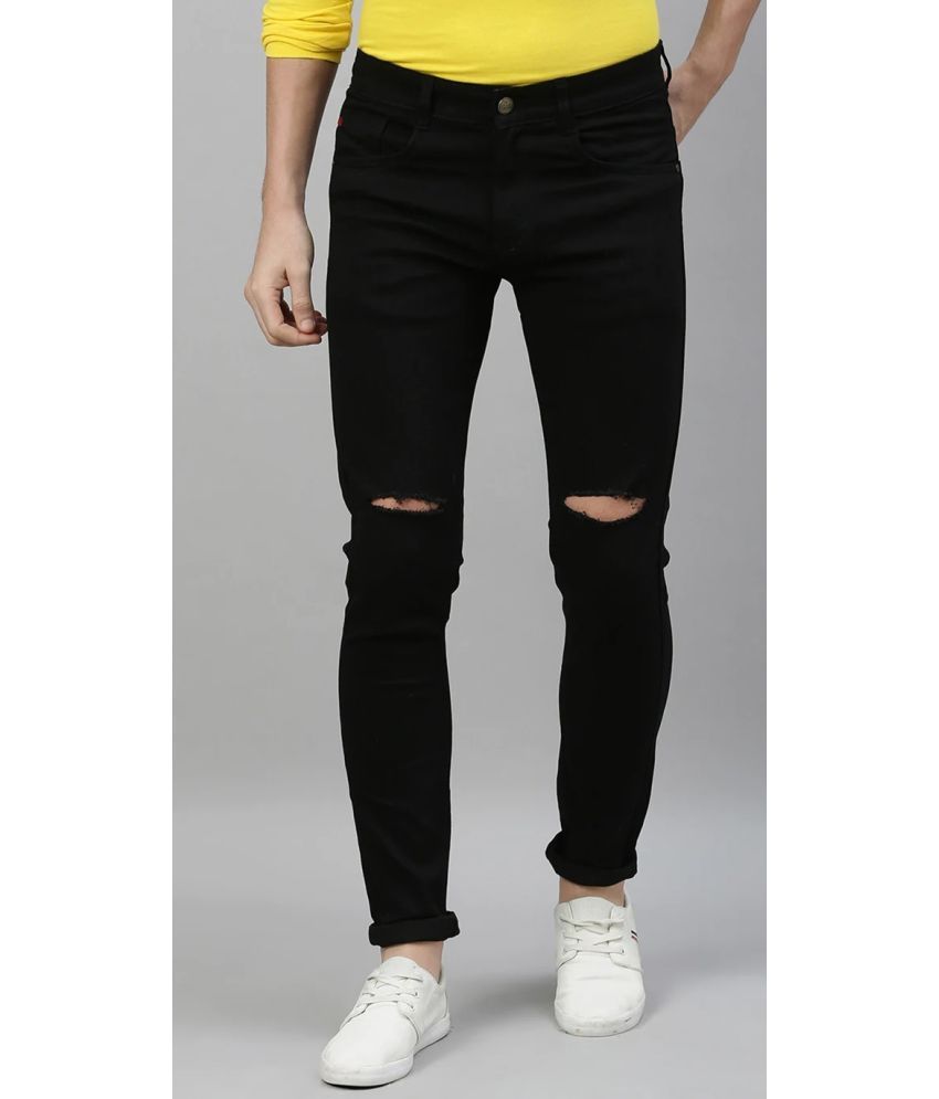     			WHATON Slim Fit Distressed Men's Jeans - Black ( Pack of 1 )