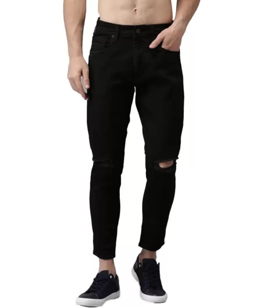     			WHATON Slim Fit Distressed Men's Jeans - Black ( Pack of 1 )