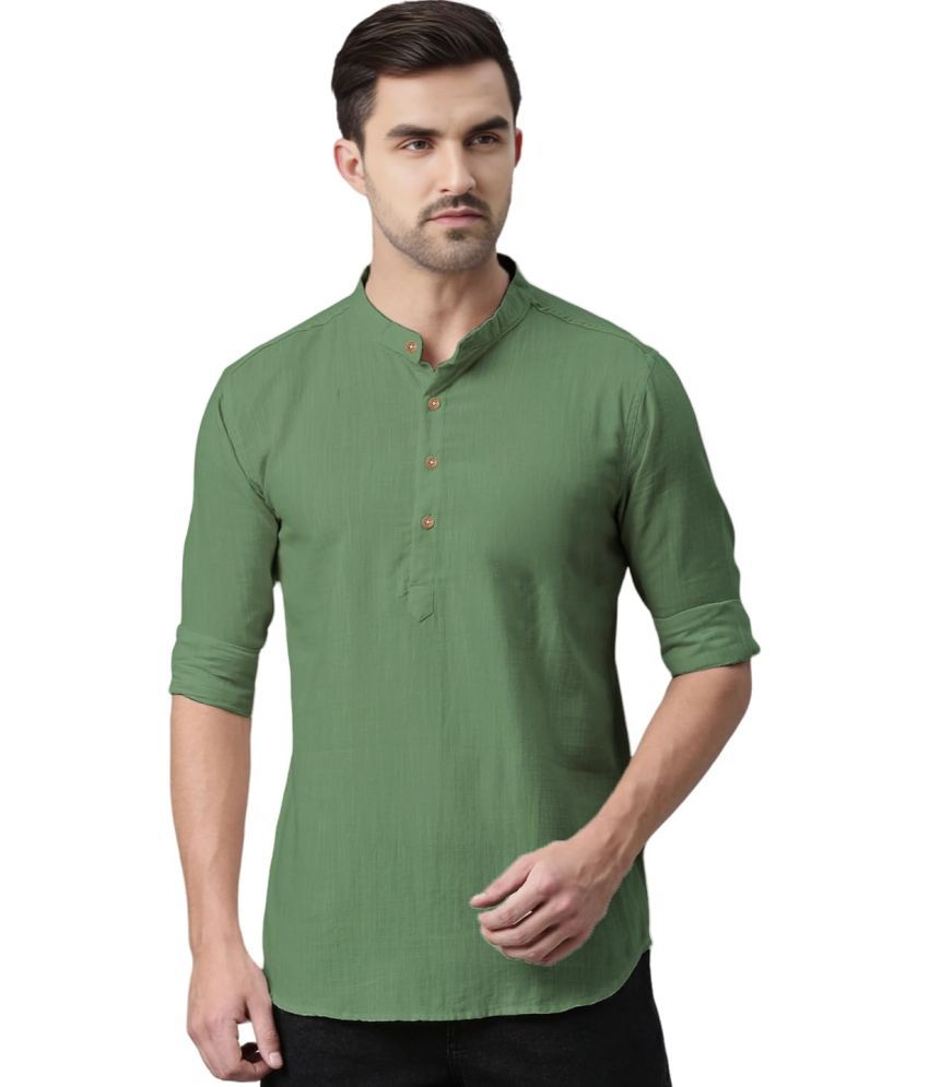     			Vida Loca Light Green Cotton Men's Shirt Style Kurta ( Pack of 1 )